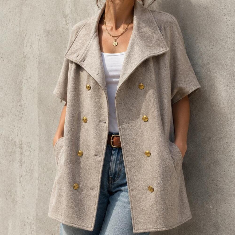 NWT Miss Tina Wool Angora Blend Double Breasted Jacket Small Gold Buttons